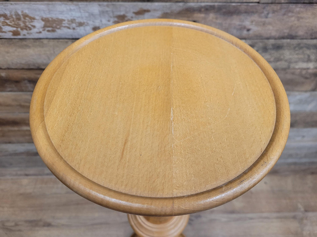 Vintage Blonde Torchiere Carved Barley Twist Circular Column Plant Stand