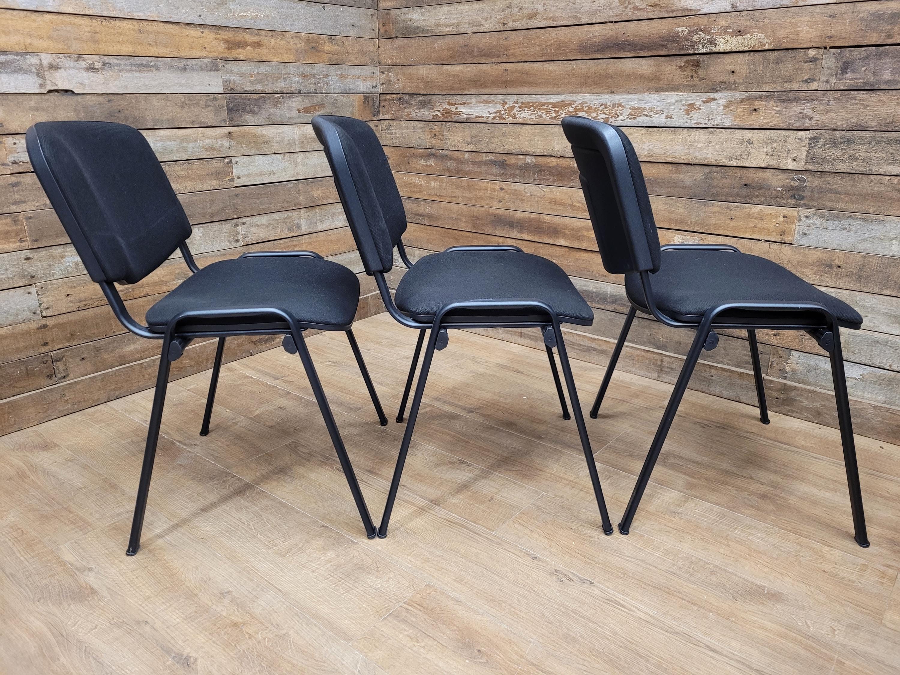 6 Black Fabric Multipurpose Stacker Chairs Stackable Meeting Conference Seating