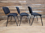 6 Black Fabric Multipurpose Stacker Chairs Stackable Meeting Conference Seating