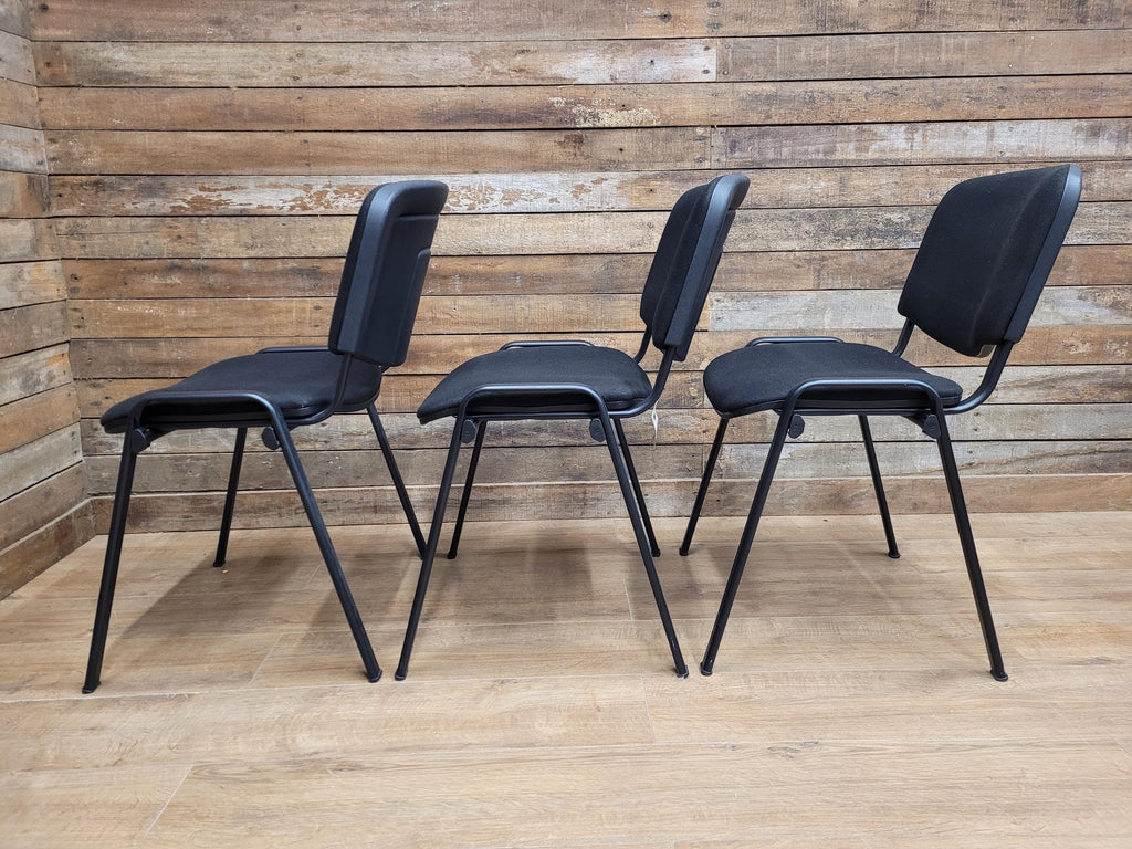 6 Black Fabric Multipurpose Stacker Chairs Stackable Meeting Conference Seating