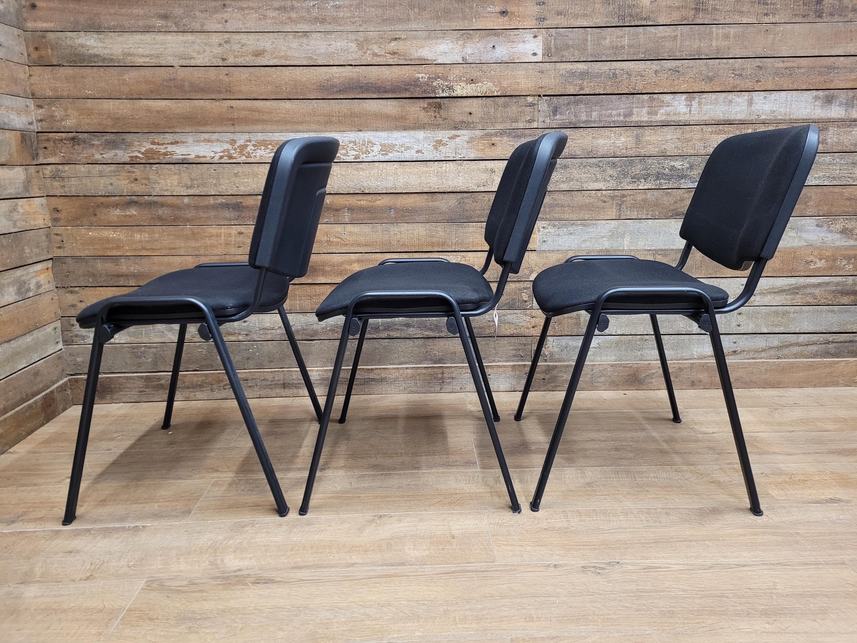 6 Black Fabric Multipurpose Stacker Chairs Stackable Meeting Conference Seating