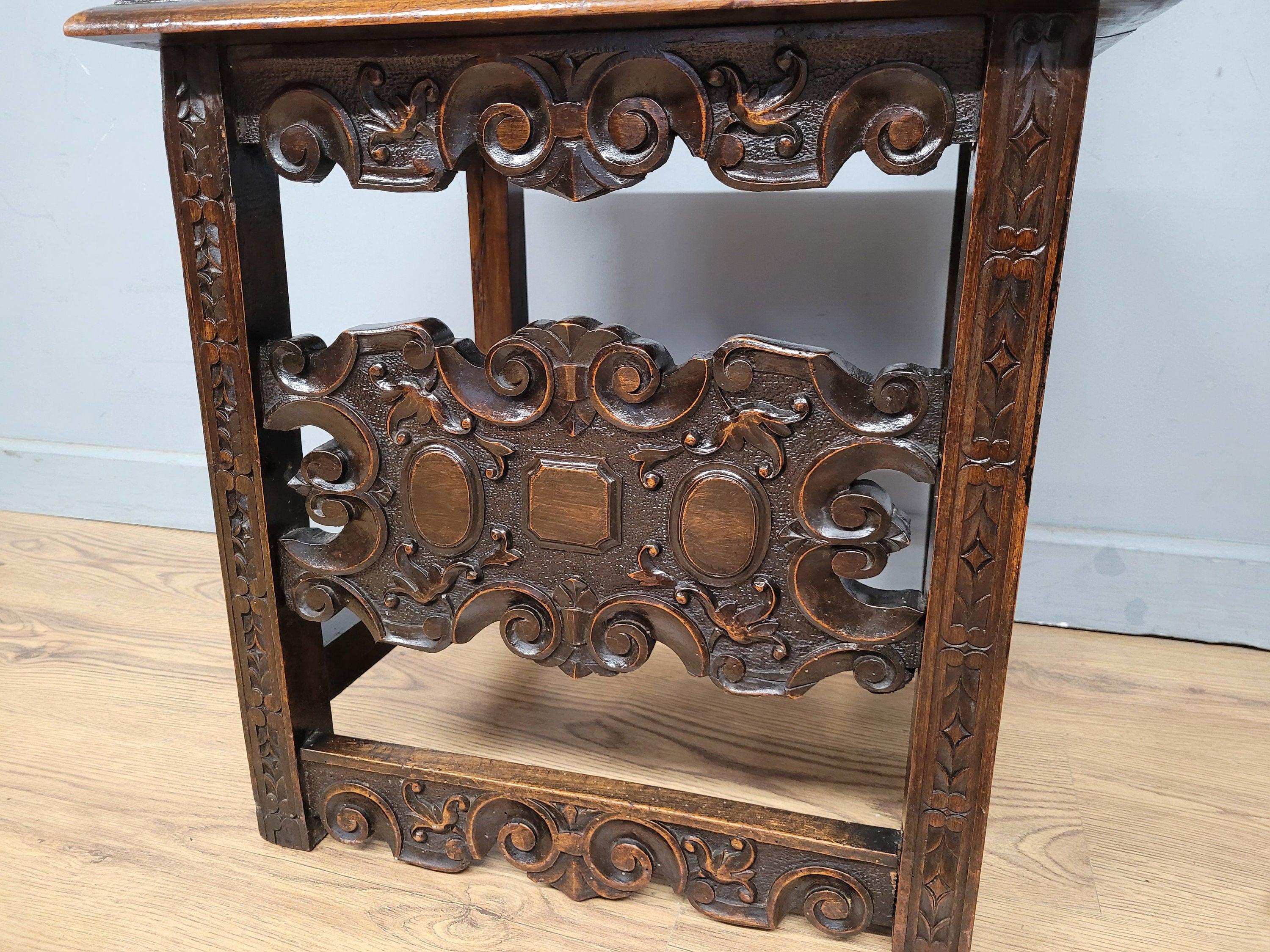 Antique 19thC Italian Carved Hall Chair Throne Renaissance Style