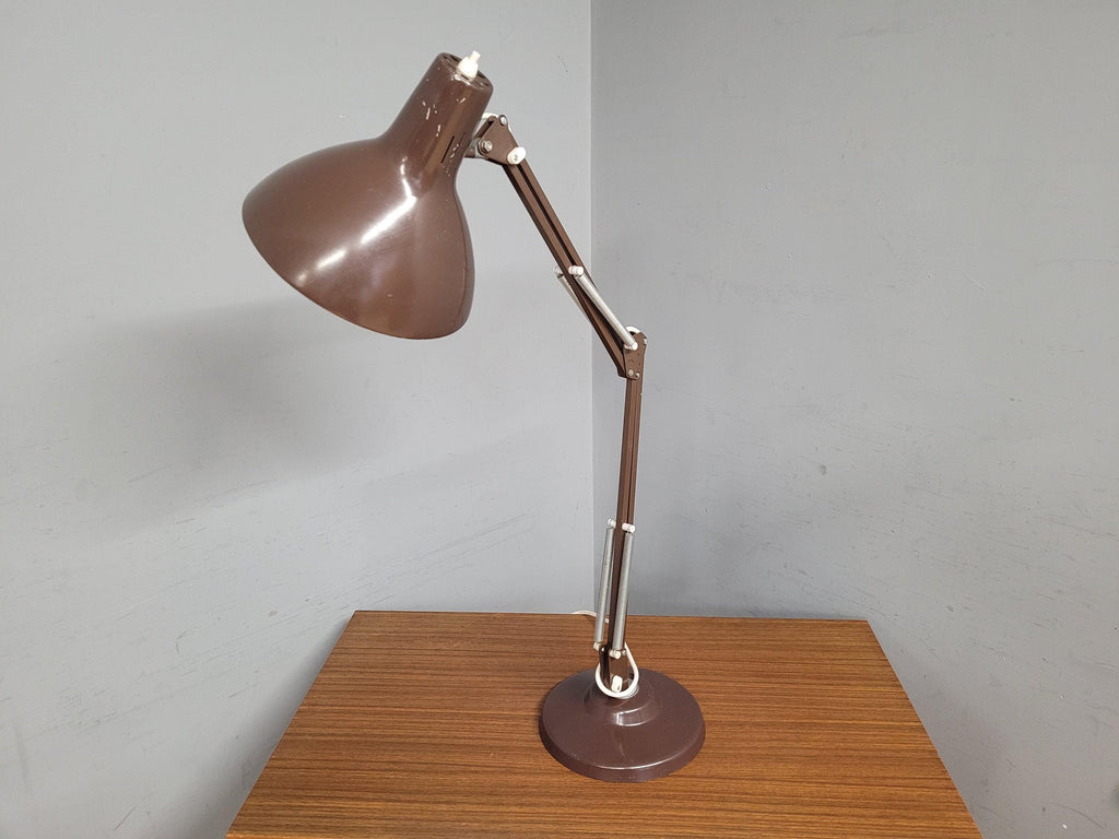 Vintage Brown Angle Desk Lamp Heavy Base Lighting Angled