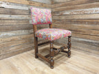 Antique William Morris Acanthus Fully Upholstered Oak Framed Chair Turned Legs