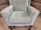 Vintage Petite Wingback Country House Green Armchair Queen Anne Legs