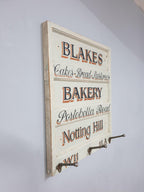 Vintage Distressed Rustic Hand Painted Blakes Bakery Sign Coat Rack