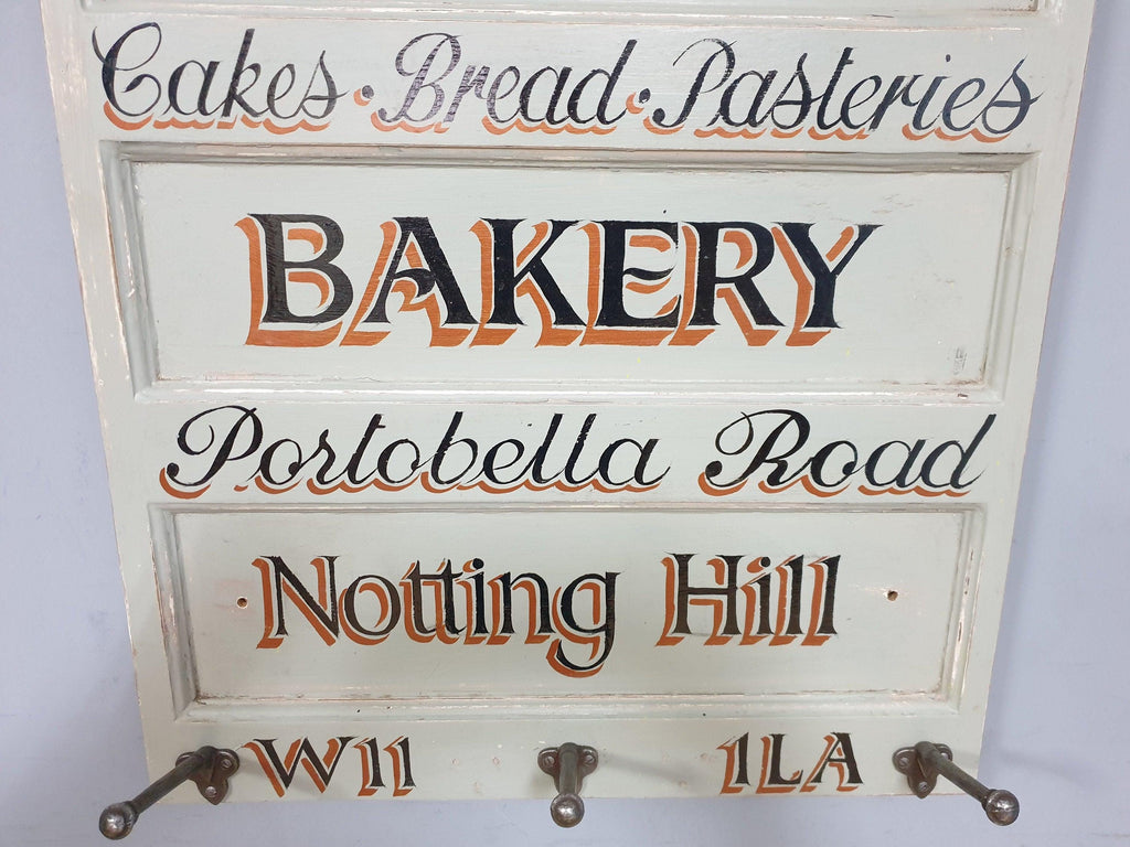 Vintage Distressed Rustic Hand Painted Blakes Bakery Sign Coat Rack