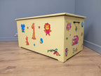 Large Vintage Painted Toy Chest Childs Blanket Box Ottoman