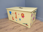 Large Vintage Painted Toy Chest Childs Blanket Box Ottoman