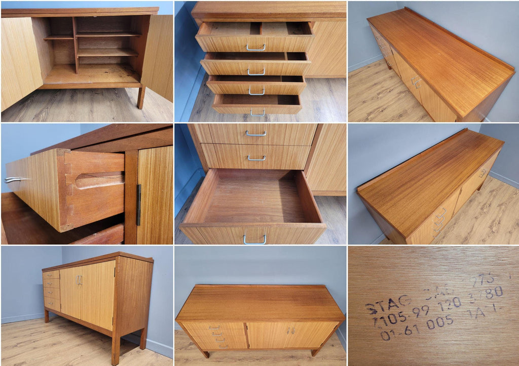 Mid Century Stag Sideboard TV Media Credenza Raised Leg Retro Chic