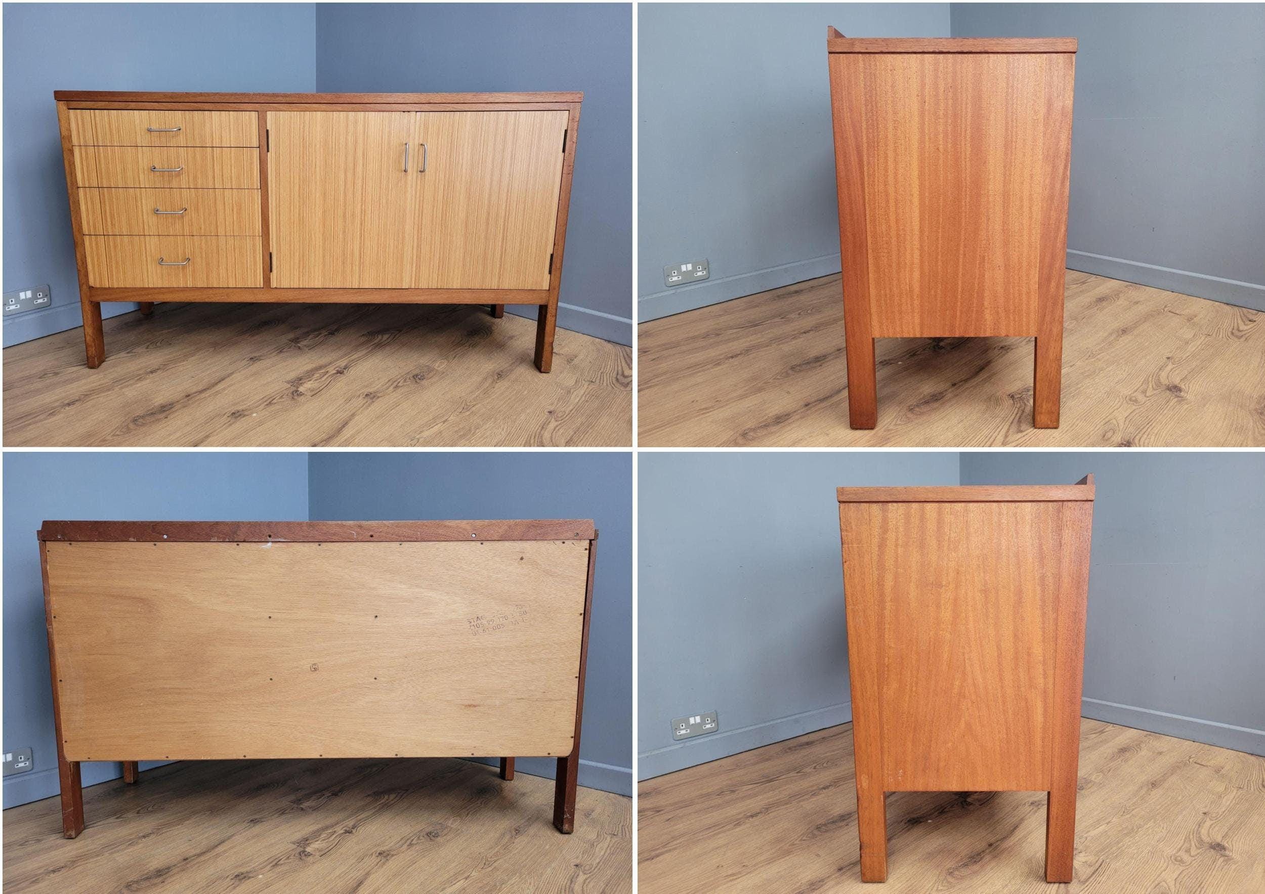 Mid Century Stag Sideboard TV Media Credenza Raised Leg Retro Chic