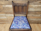 Vintage Hall Bedroom Motif Carved Back William Morris Blue Acanthus Seat Pad