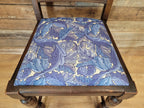 Vintage Hall Bedroom Motif Carved Back William Morris Blue Acanthus Seat Pad