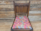 Vintage Motif Carved Backed Hall Bedroom William Morris Red Acanthus Seat Pad