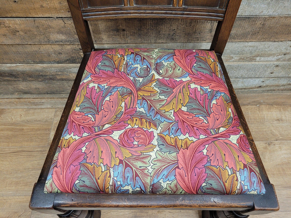 Vintage Motif Carved Backed Hall Bedroom William Morris Red Acanthus Seat Pad