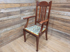 Antique Mahogany Framed Edwardian Hall Bedroom Armchair William Morris Fabric