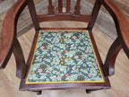 Antique Mahogany Framed Edwardian Hall Bedroom Armchair William Morris Fabric