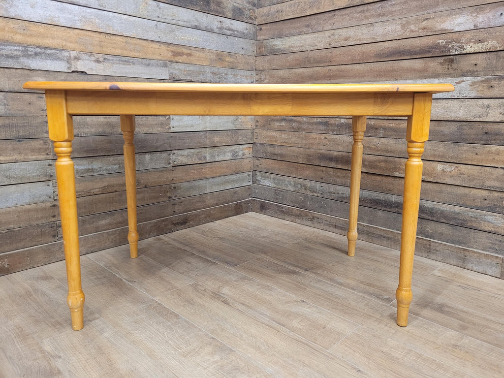 Vintage Pine Kitchen Dining Table with Turned Removable Legs Compact Rustic