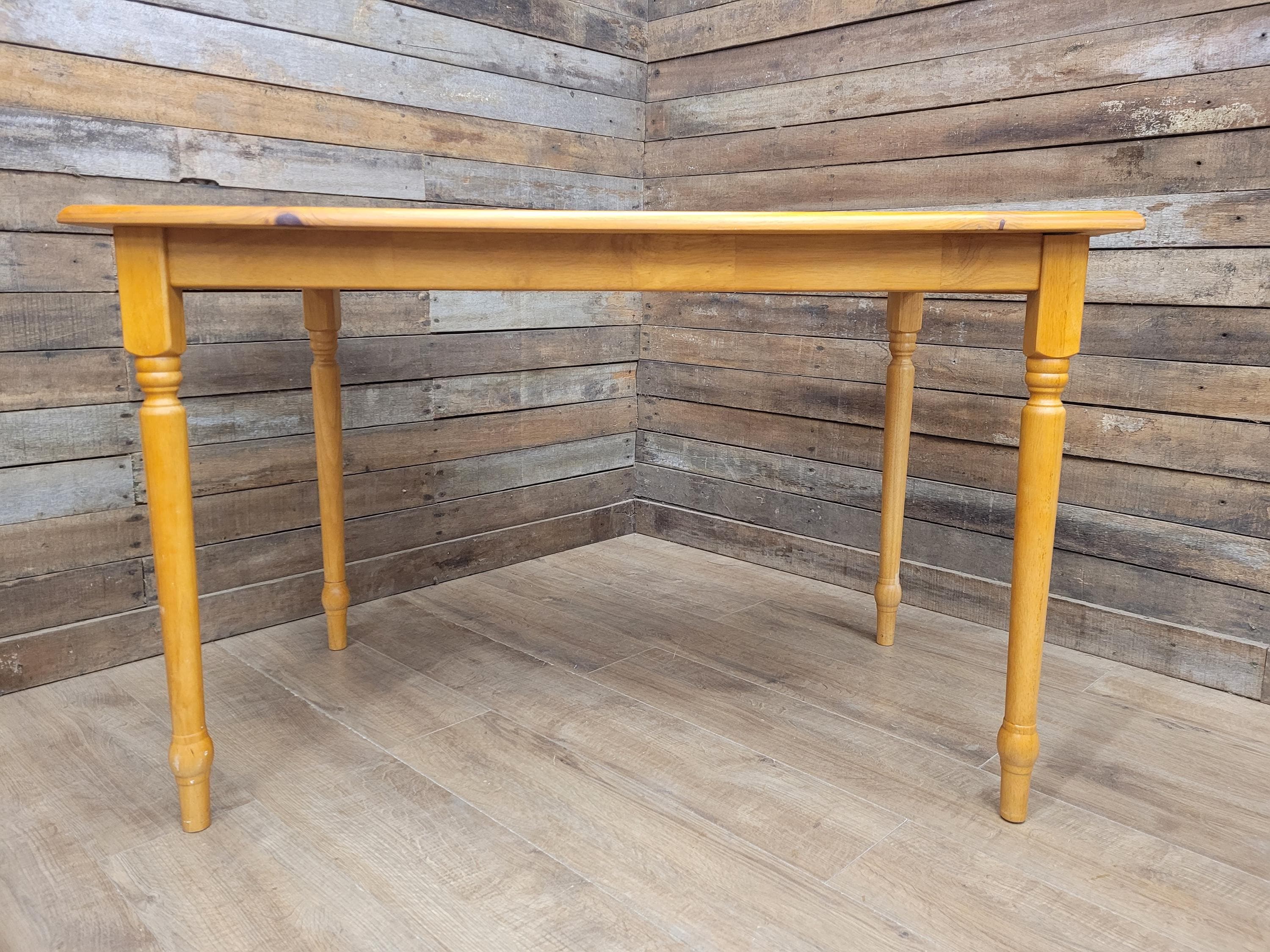 Vintage Pine Kitchen Dining Table with Turned Removable Legs Compact Rustic