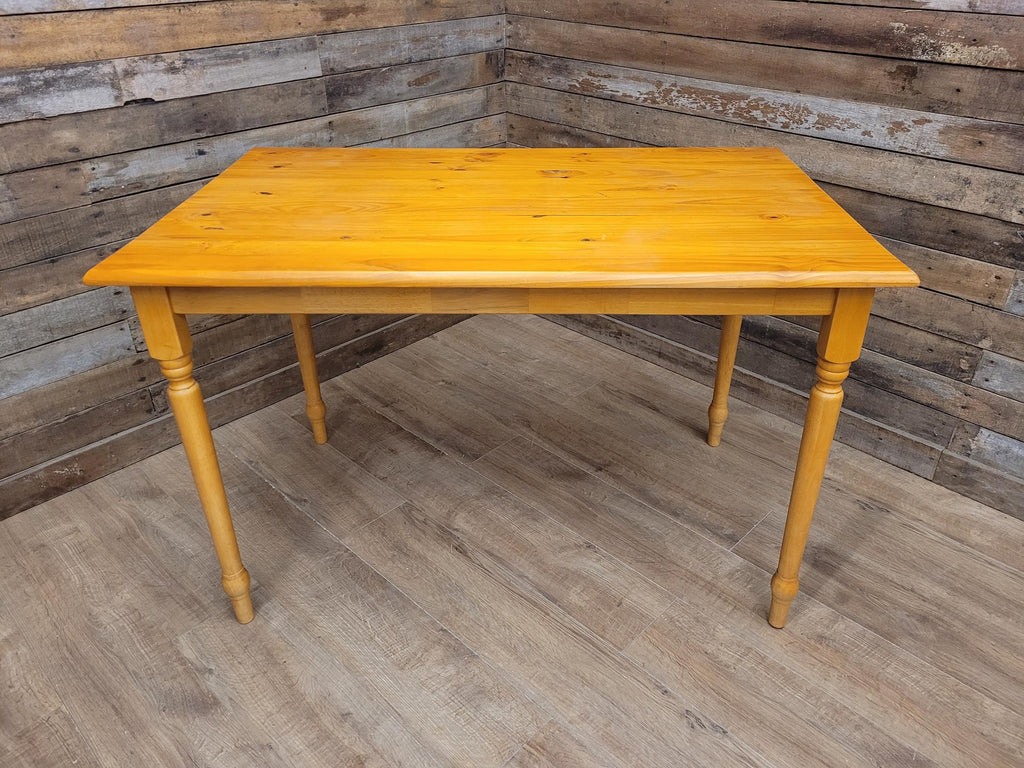 Vintage Pine Kitchen Dining Table with Turned Removable Legs Compact Rustic