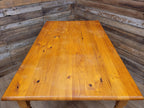 Vintage Pine Kitchen Dining Table with Turned Removable Legs Compact Rustic