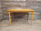 Vintage Pine Kitchen Dining Table with Turned Removable Legs Compact Rustic
