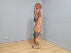 Very Large 50" Hand Carved Teak Tribal Art African Statue Interior Design Piece