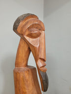 Very Large 50" Hand Carved Teak Tribal Art African Statue Interior Design Piece
