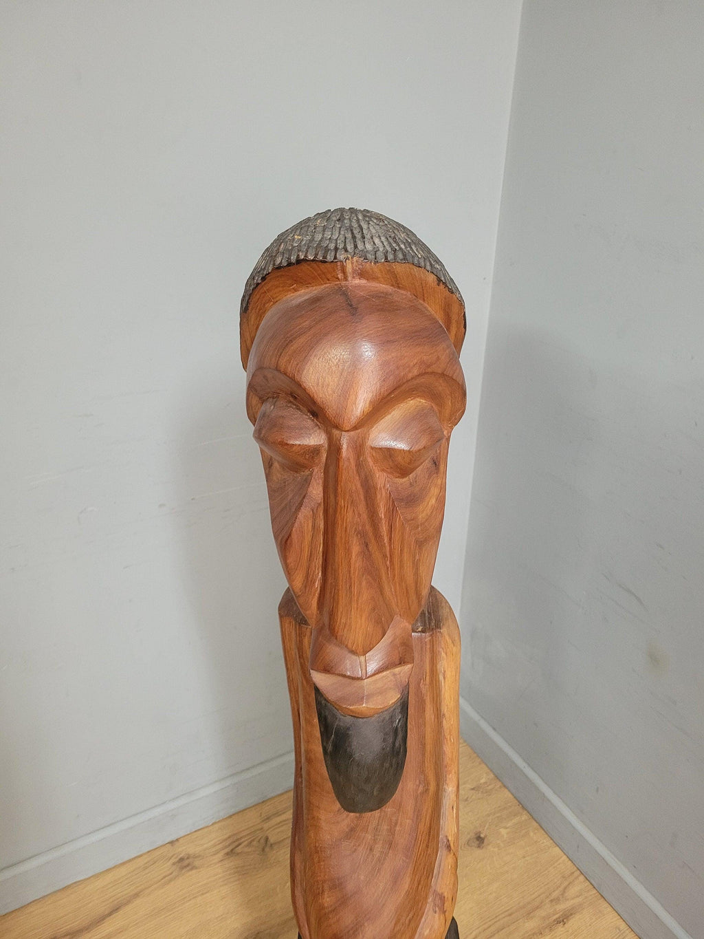 Very Large 50" Hand Carved Teak Tribal Art African Statue Interior Design Piece