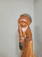 Very Large 50" Hand Carved Teak Tribal Art African Statue Interior Design Piece
