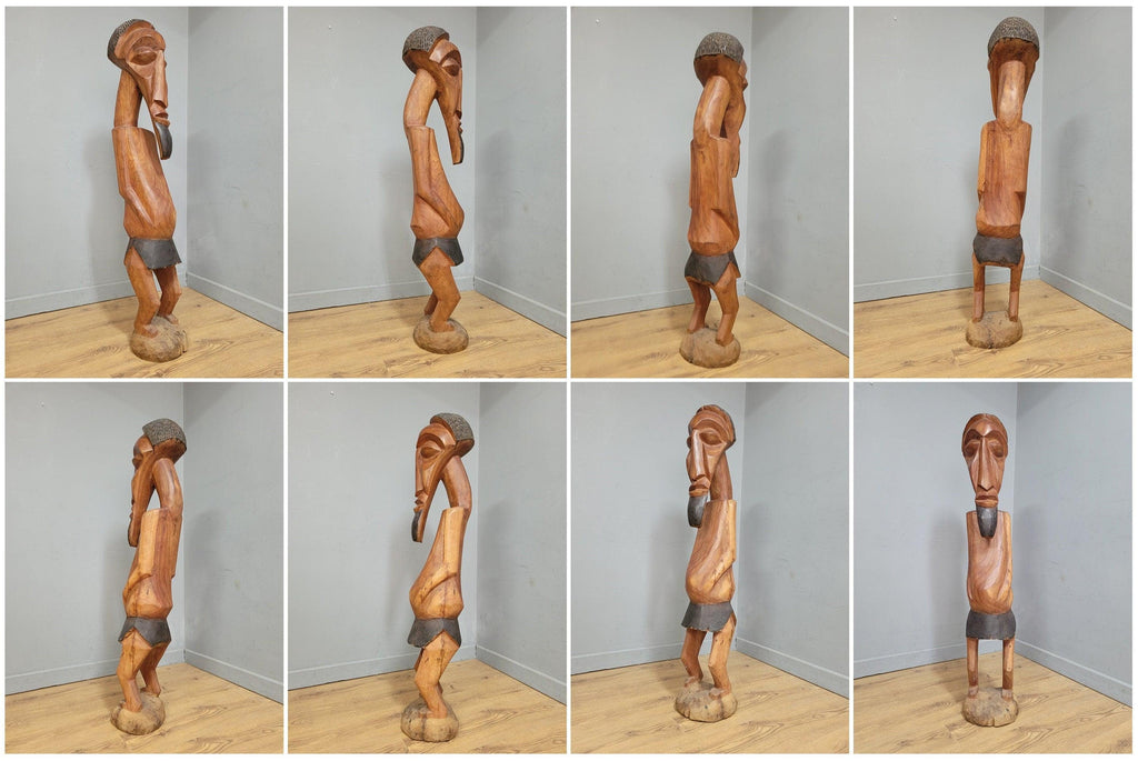 Very Large 50" Hand Carved Teak Tribal Art African Statue Interior Design Piece
