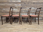 Four Vintage Ladder Back Wool Needlepoint Dining Chairs Pop Out Seat Pads