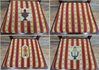 Four Vintage Ladder Back Wool Needlepoint Dining Chairs Pop Out Seat Pads