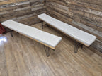 Vintage Distressed Pine Wooden Bench 6ft Long Metal Hairpin Legs ONE LEFT