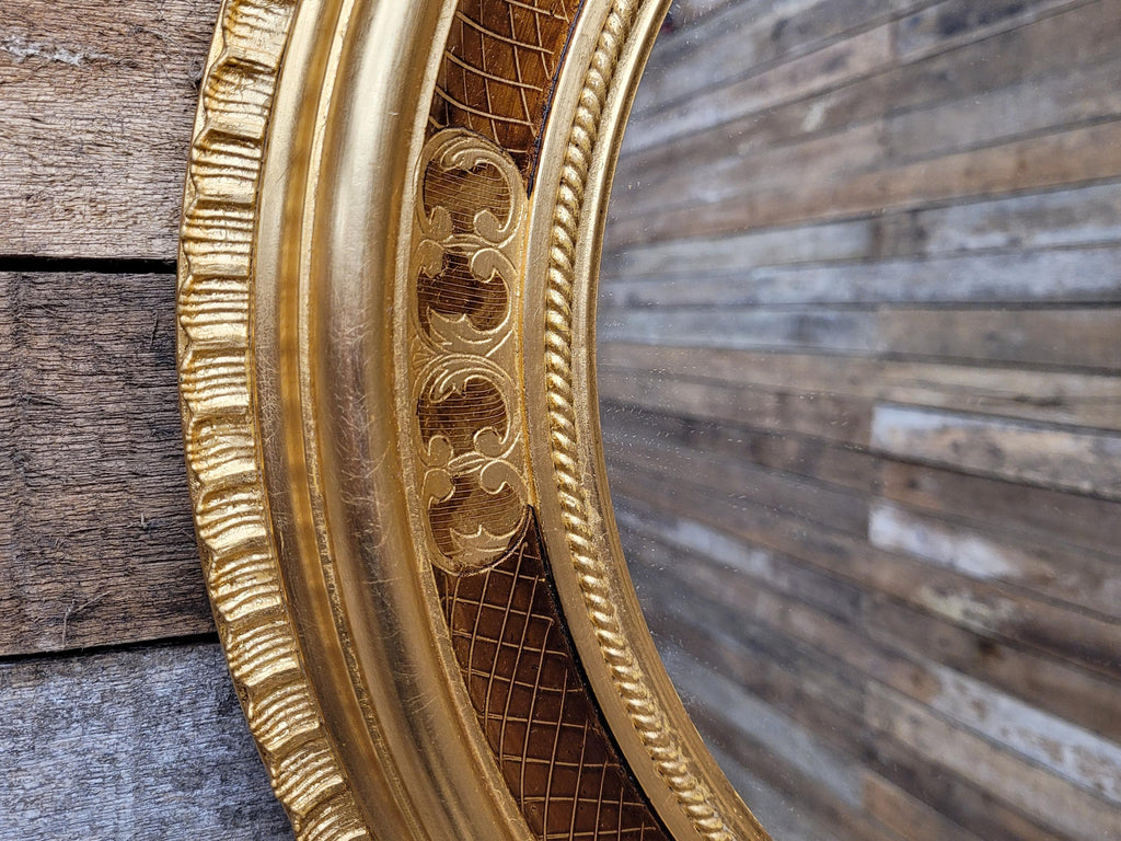 Vintage Classic Oval French Style Giltwood Oval Mantle Bevel Edged Mirror