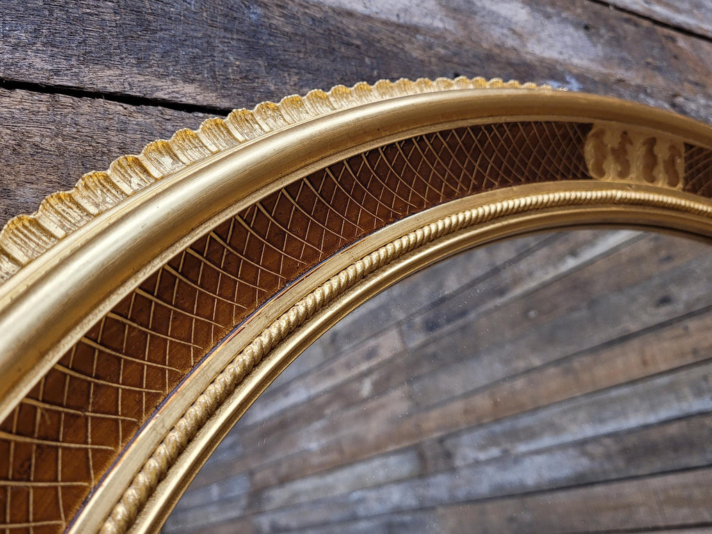 Vintage Classic Oval French Style Giltwood Oval Mantle Bevel Edged Mirror