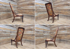 Victorian Mahogany Tall Back Fireside Chair Floral Upholstery Original Castors