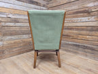 Vintage Mid Century Wooden Armchair Light Green Upholstery 1950s Lounge Chair