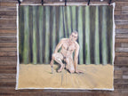 Large 8ft Contemporary Oil Painting Male Nude with Knife Modern Figurative Art