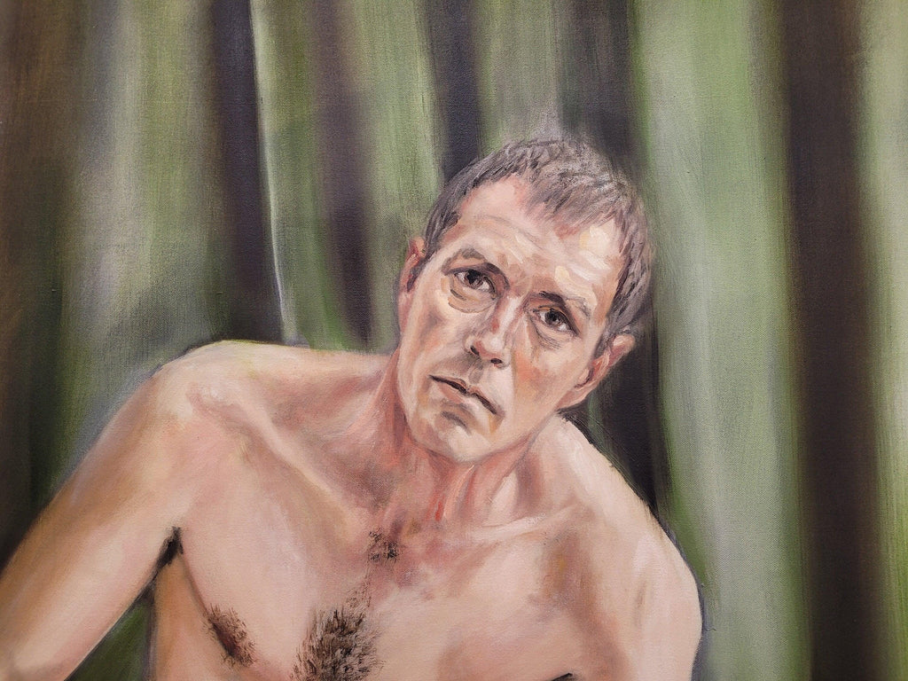 Large 8ft Contemporary Oil Painting Male Nude with Knife Modern Figurative Art