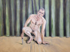 Large 8ft Contemporary Oil Painting Male Nude with Knife Modern Figurative Art
