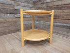 Vintage Blonde Side Table Folding Tray With Lazy Susan Occasional Table