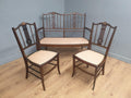 Antique Edwardian Saloon Sofa and Two Chair Fret Back Inlaid Marquetry Detailing