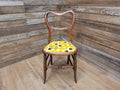 Antique Mahogany Balloon Backed Fully Upholstered Designer Fabric