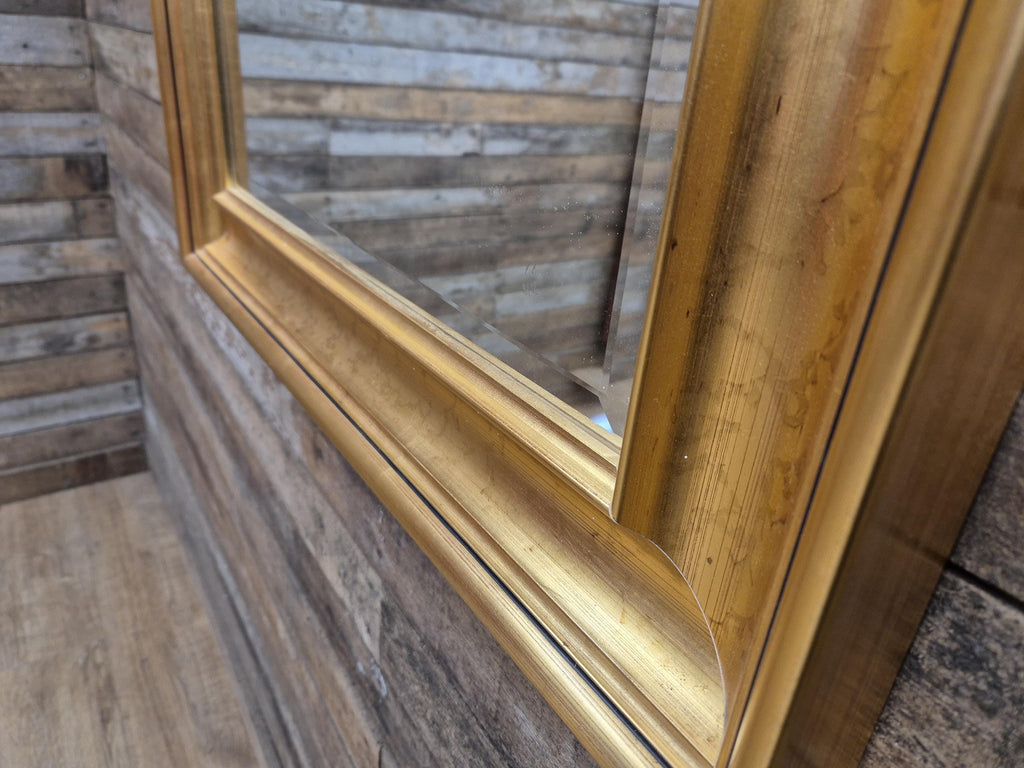 Large Gold Framed Red Flecked Mantle Gilt Style Wall Mirror