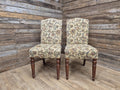 Two Country House Style Ducal Dining Chairs Beige Floral Fabric