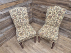 Two Country House Style Ducal Dining Chairs Beige Floral Fabric