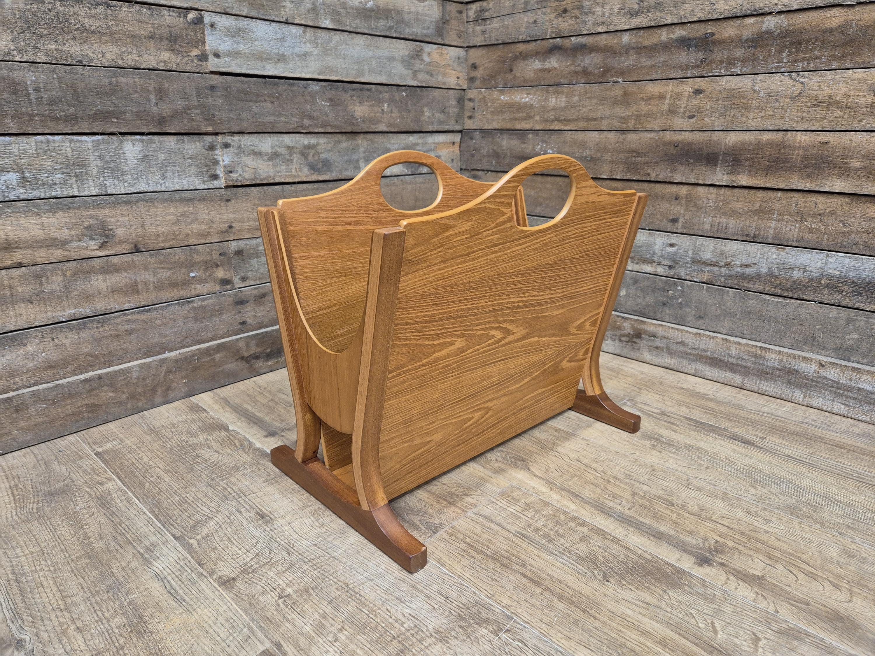 Mid Century Modern Danish Influenced Teak Magazine Rack By Parker Knoll