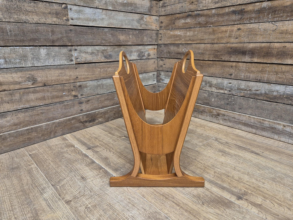 Mid Century Modern Danish Influenced Teak Magazine Rack By Parker Knoll