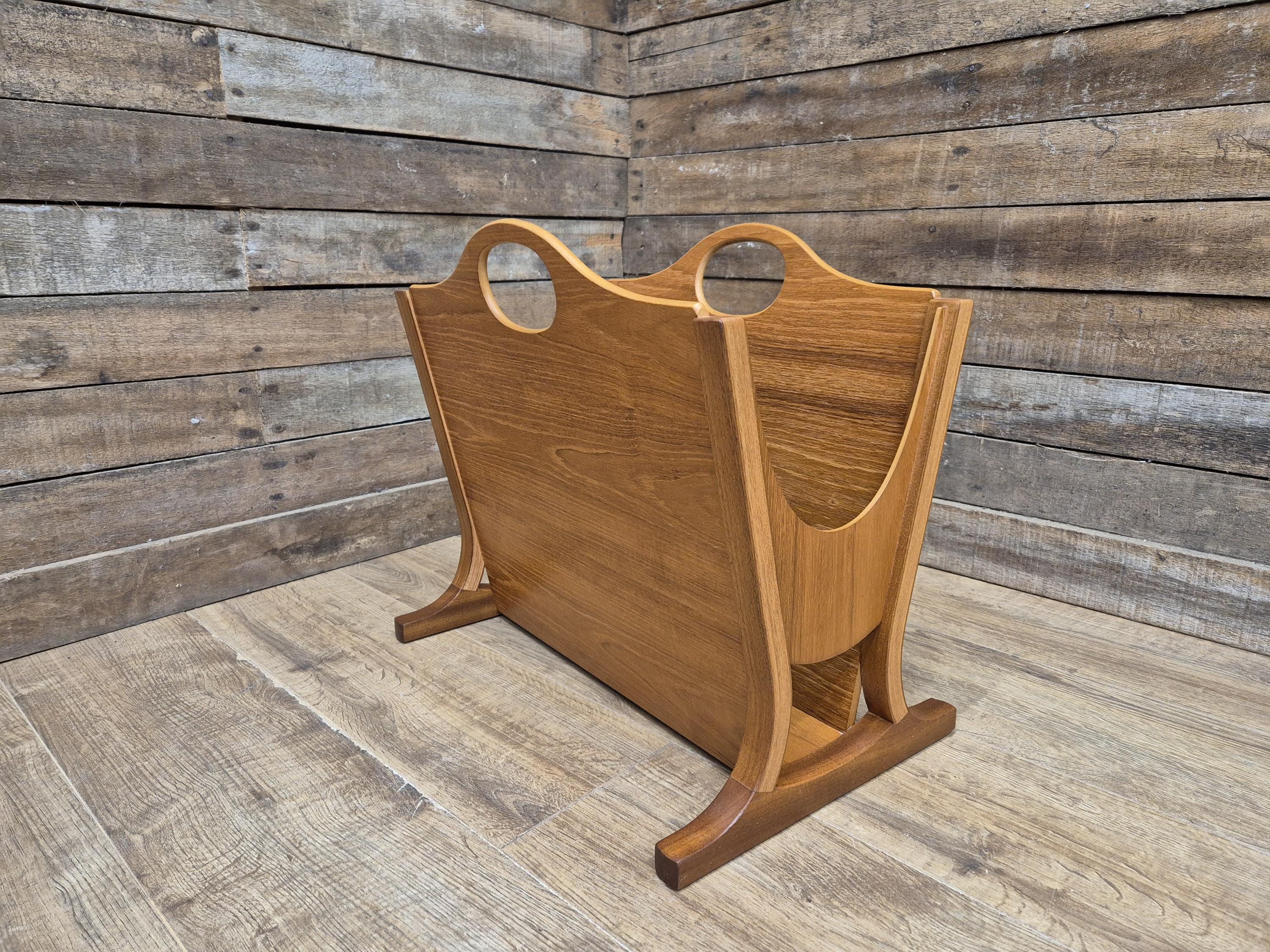 Mid Century Modern Danish Influenced Teak Magazine Rack By Parker Knoll